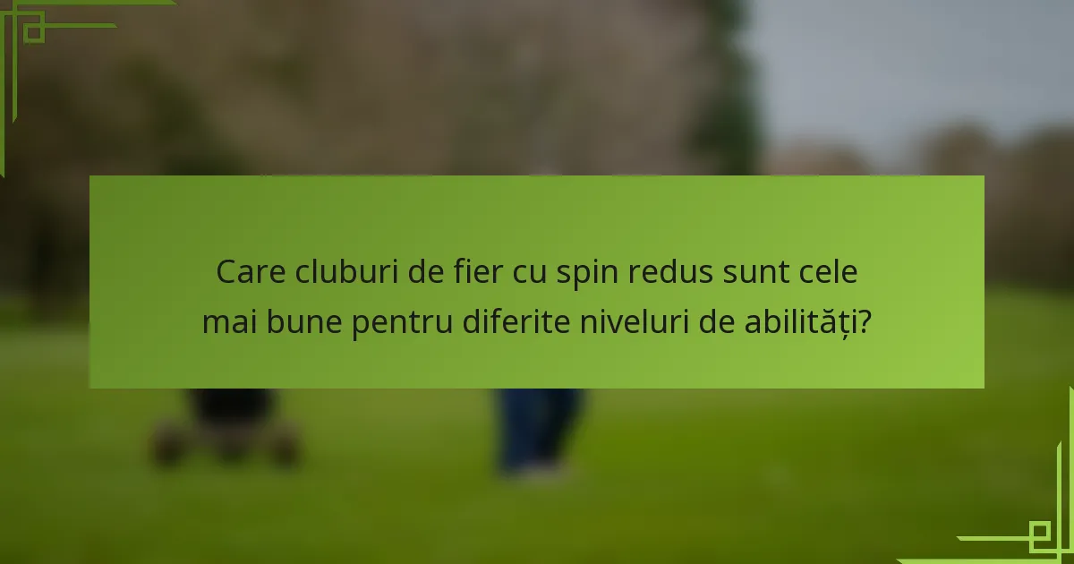 Care cluburi de fier cu spin redus sunt cele mai bune pentru diferite niveluri de abilități?