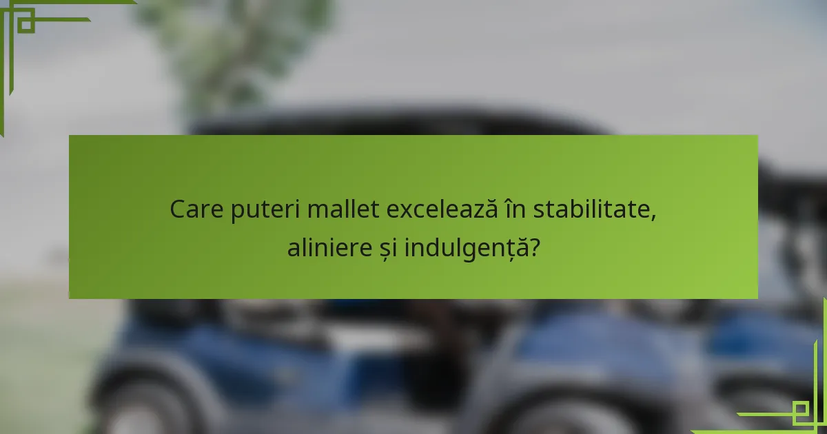 Care puteri mallet excelează în stabilitate, aliniere și indulgență?