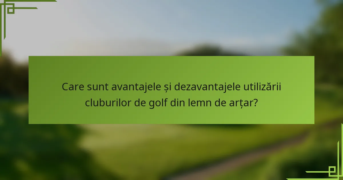 Care sunt avantajele și dezavantajele utilizării cluburilor de golf din lemn de arțar?