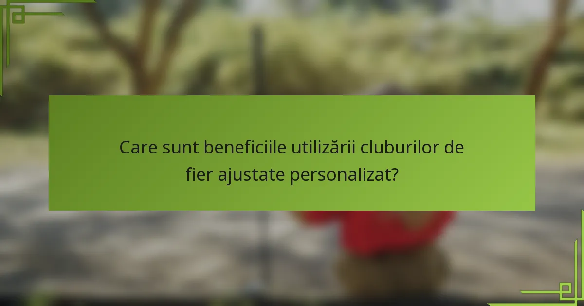 Care sunt beneficiile utilizării cluburilor de fier ajustate personalizat?