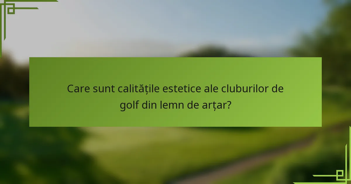 Care sunt calitățile estetice ale cluburilor de golf din lemn de arțar?