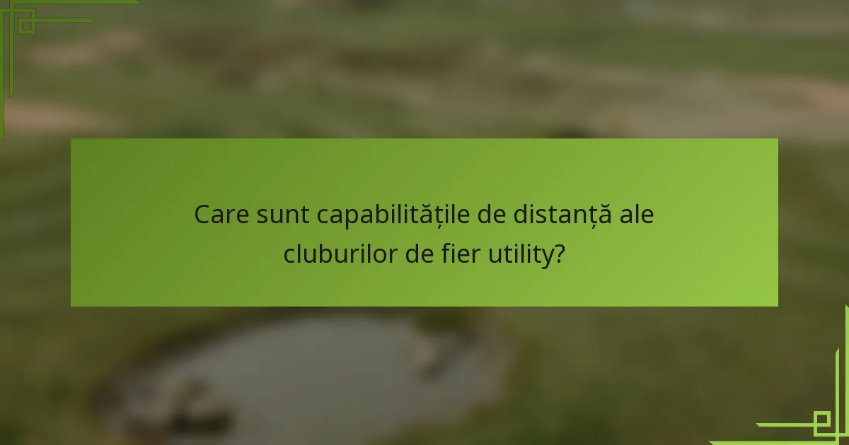 Care sunt capabilitățile de distanță ale cluburilor de fier utility?