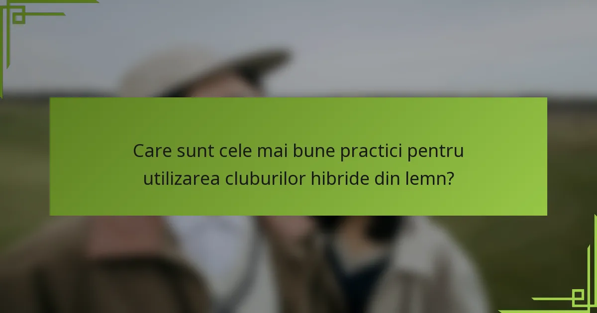 Care sunt cele mai bune practici pentru utilizarea cluburilor hibride din lemn?
