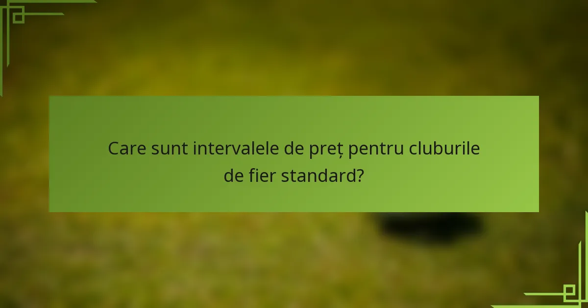 Care sunt intervalele de preț pentru cluburile de fier standard?