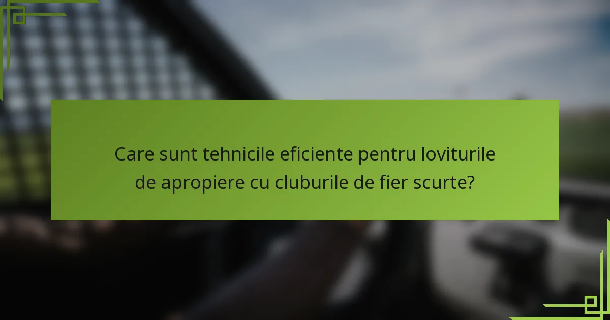 Care sunt tehnicile eficiente pentru loviturile de apropiere cu cluburile de fier scurte?