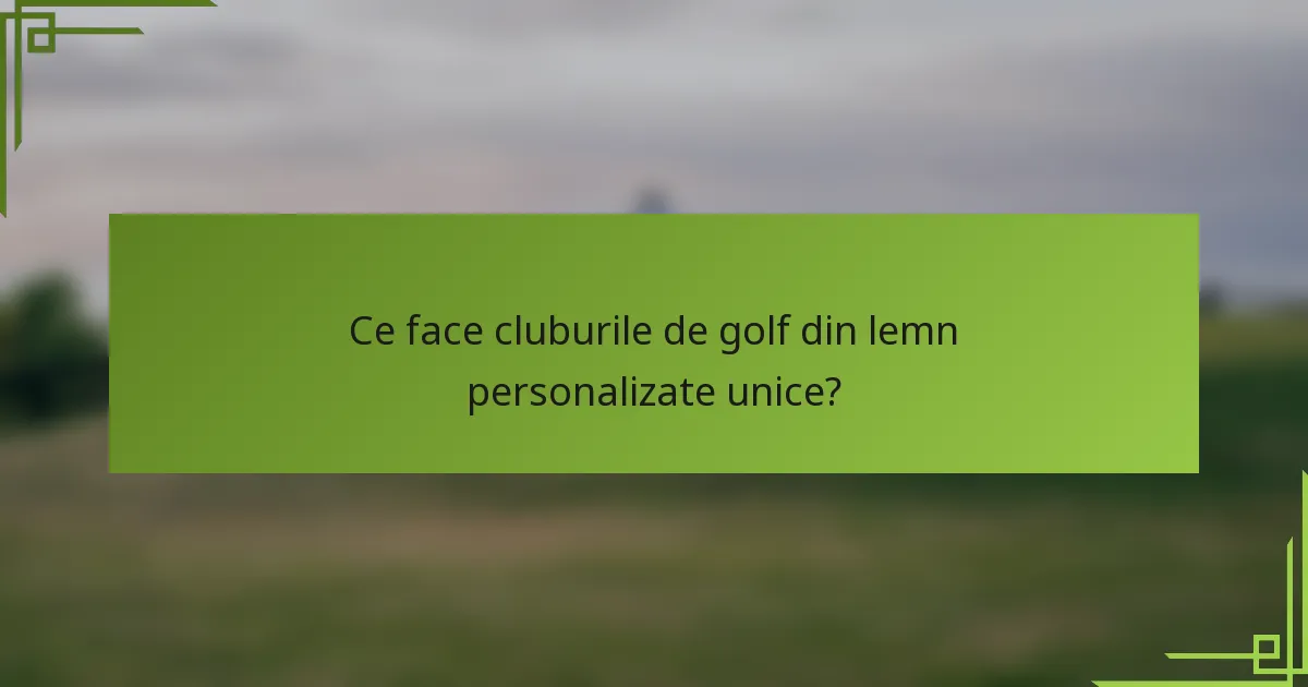 Ce face cluburile de golf din lemn personalizate unice?