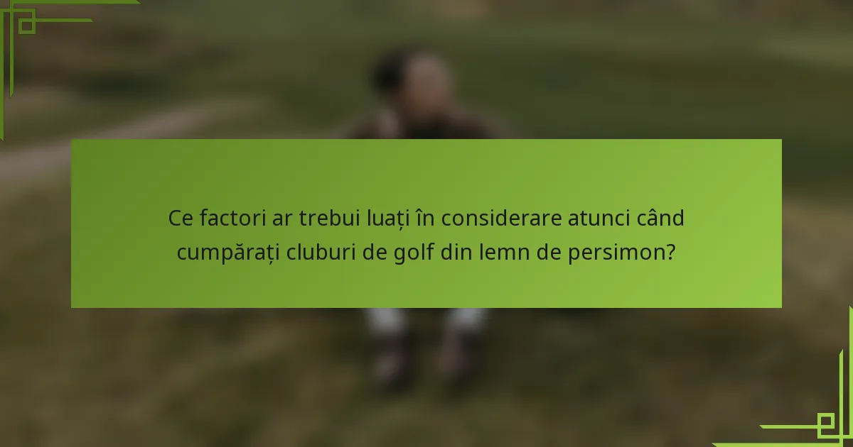 Ce factori ar trebui luați în considerare atunci când cumpărați cluburi de golf din lemn de persimon?