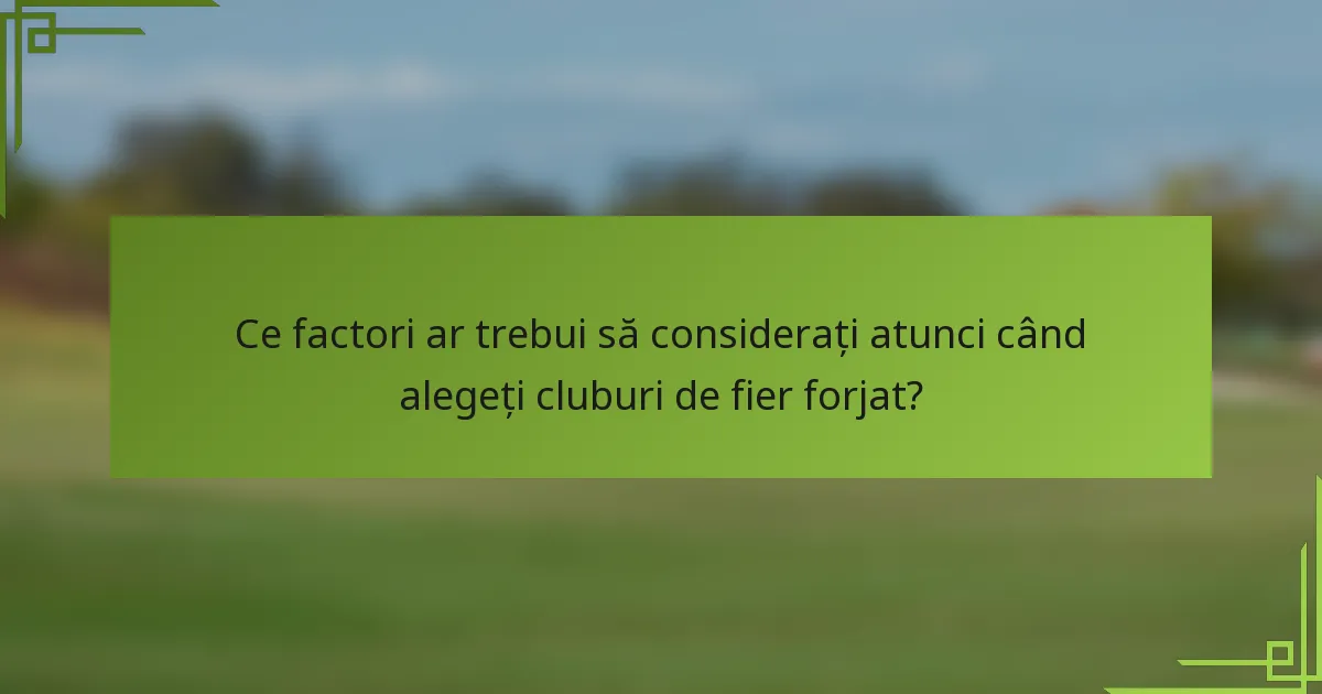 Ce factori ar trebui să considerați atunci când alegeți cluburi de fier forjat?
