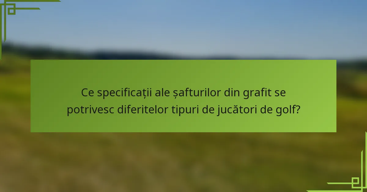 Ce specificații ale șafturilor din grafit se potrivesc diferitelor tipuri de jucători de golf?