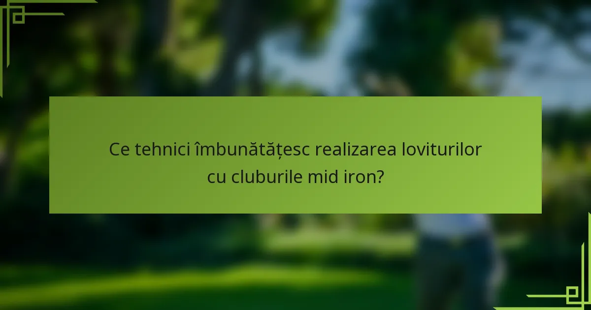 Ce tehnici îmbunătățesc realizarea loviturilor cu cluburile mid iron?