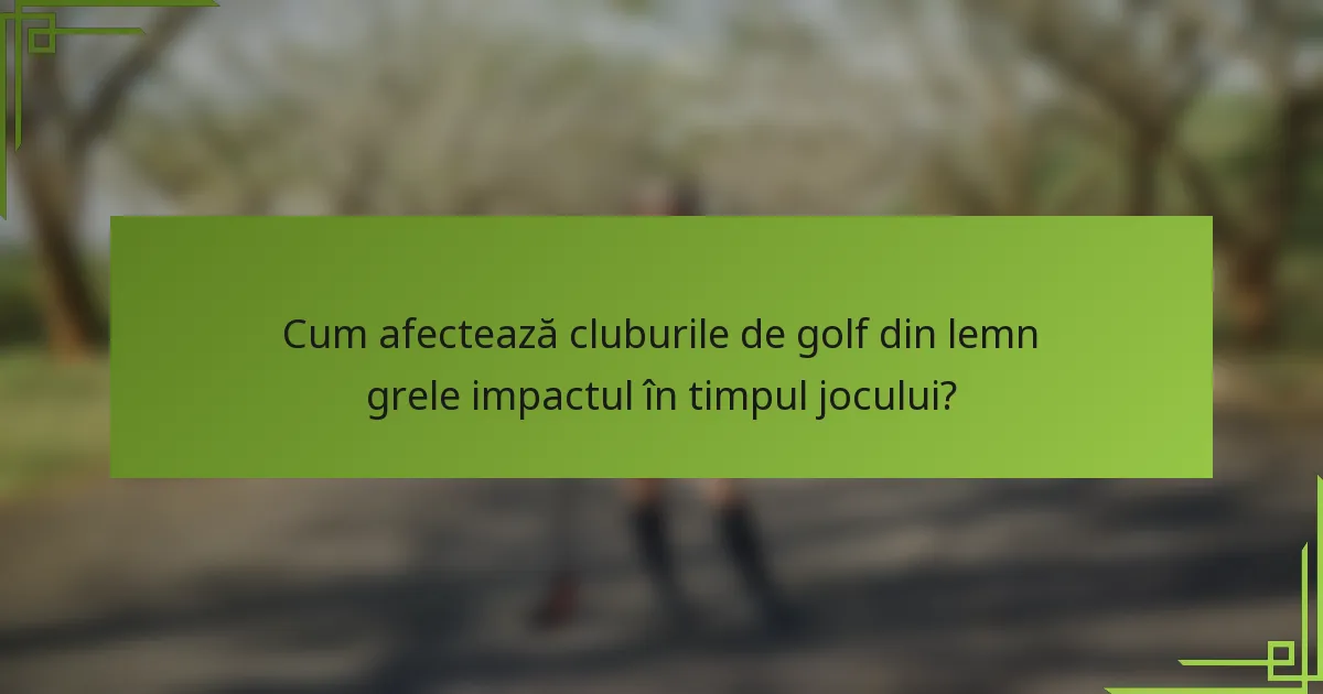 Cum afectează cluburile de golf din lemn grele impactul în timpul jocului?