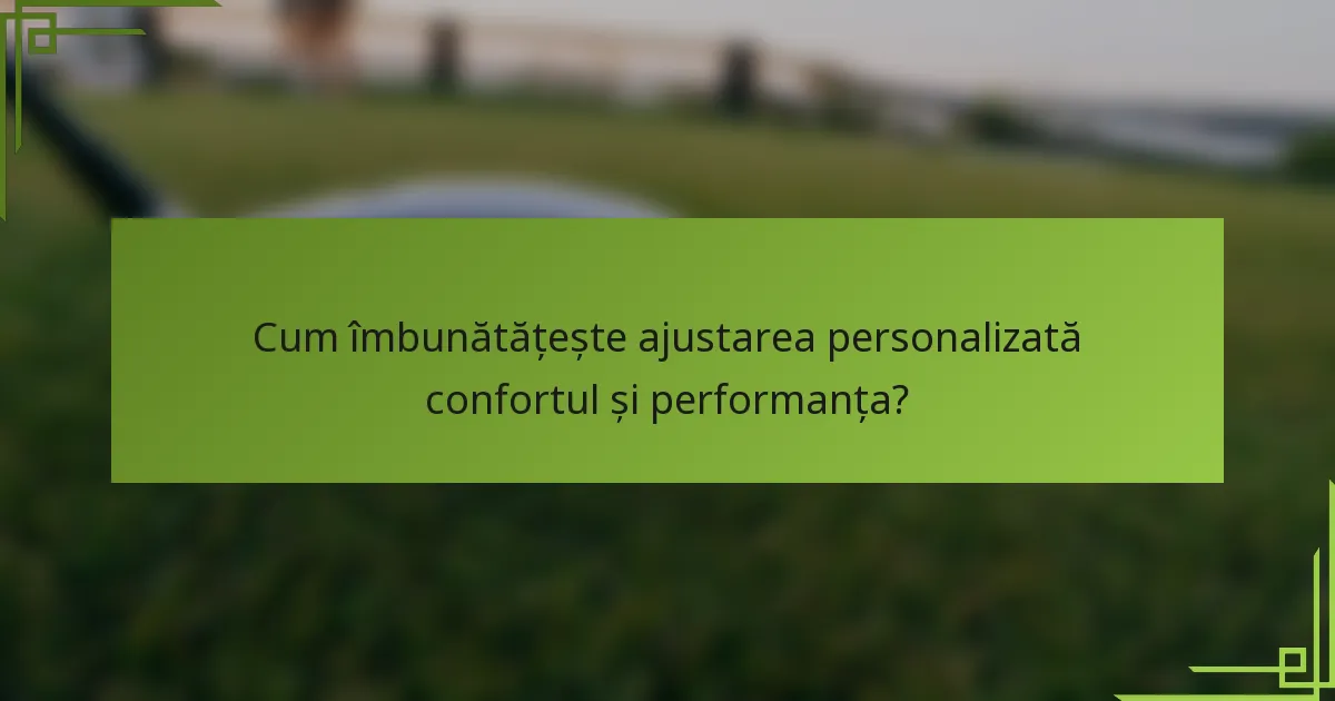 Cum îmbunătățește ajustarea personalizată confortul și performanța?