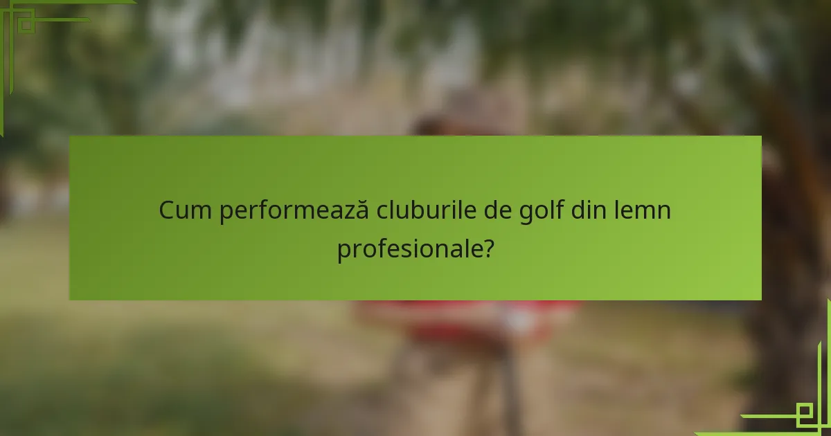 Cum performează cluburile de golf din lemn profesionale?