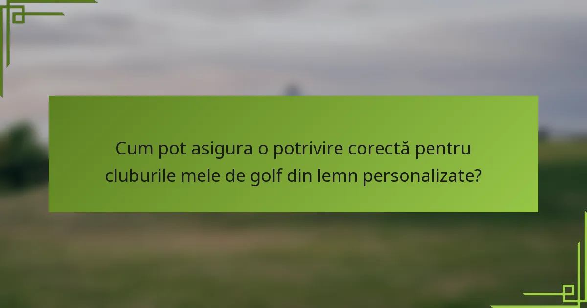 Cum pot asigura o potrivire corectă pentru cluburile mele de golf din lemn personalizate?
