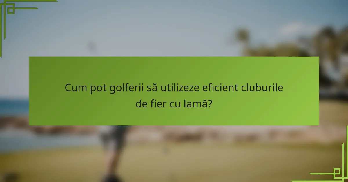 Cum pot golferii să utilizeze eficient cluburile de fier cu lamă?