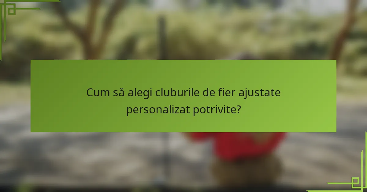 Cum să alegi cluburile de fier ajustate personalizat potrivite?