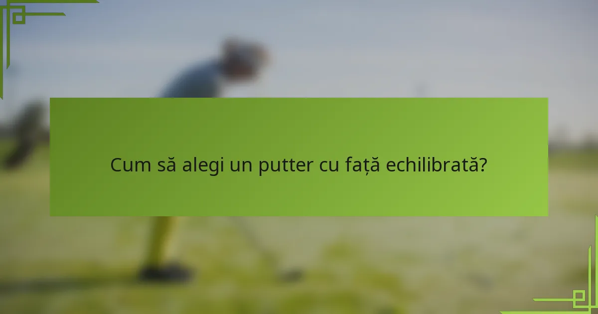 Cum să alegi un putter cu față echilibrată?